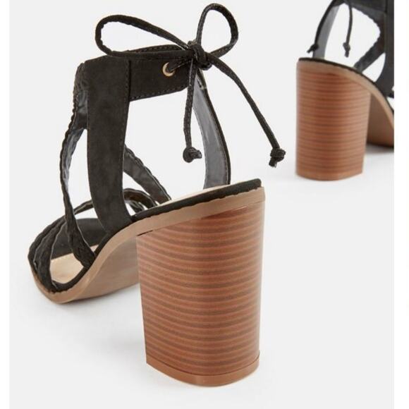 JustFab Brenda Braided Strappy Open-Toe Gladiator Block Heel Sandal Black 7.5 - Picture 5 of 6